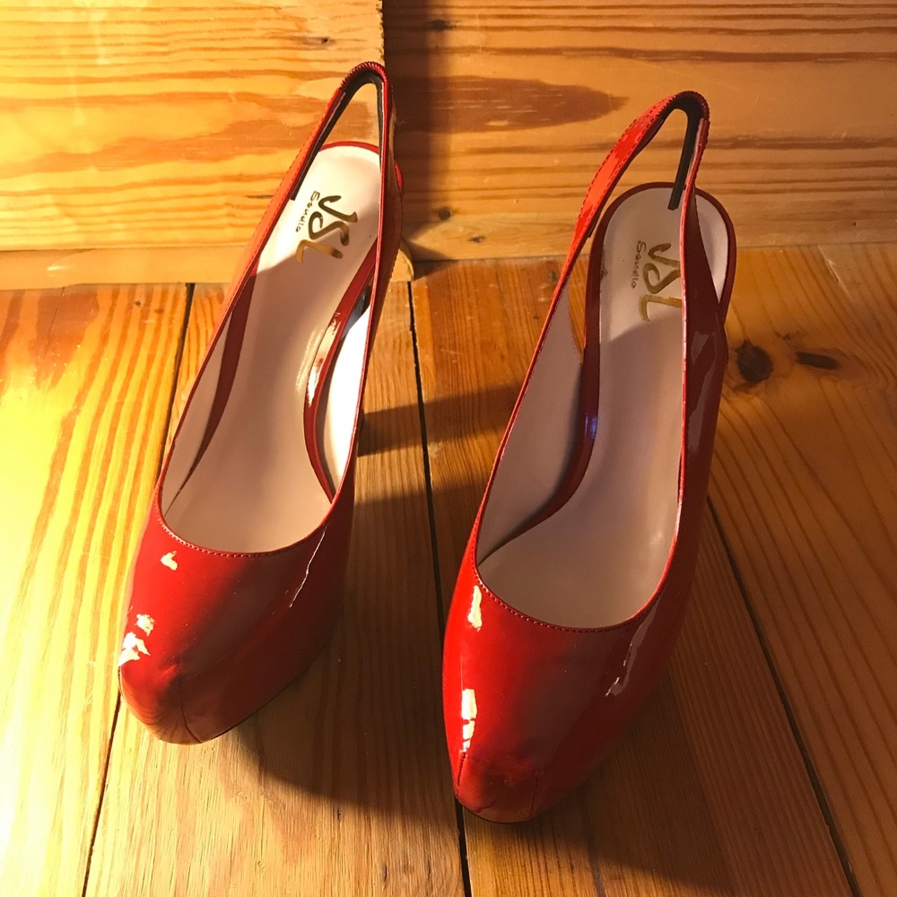 JSL Studio Red Leather Sling Back Heels, NWT, 8.5 - Picture 2 of 15